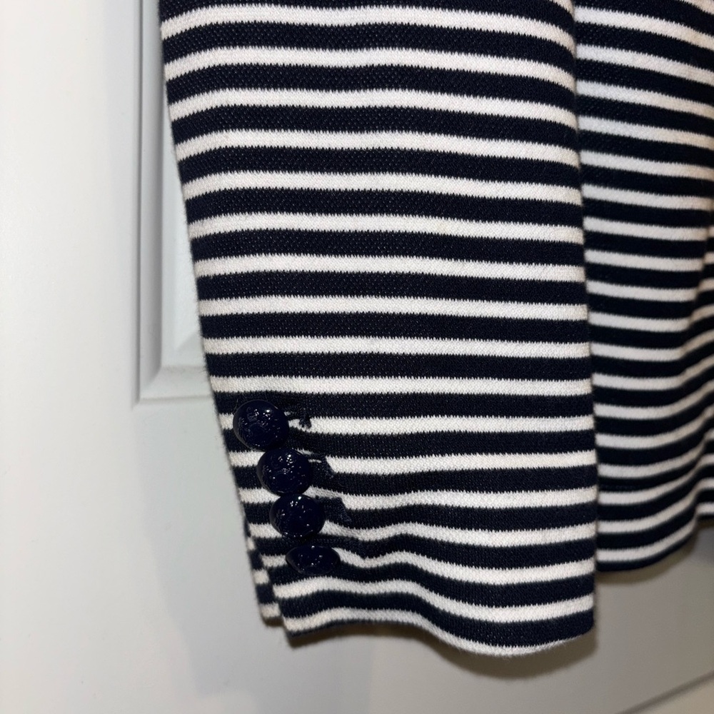 Lauren Ralph Lauren Blue & White Striped Cotton Blend Blazer Medium - Picture 7 of 10